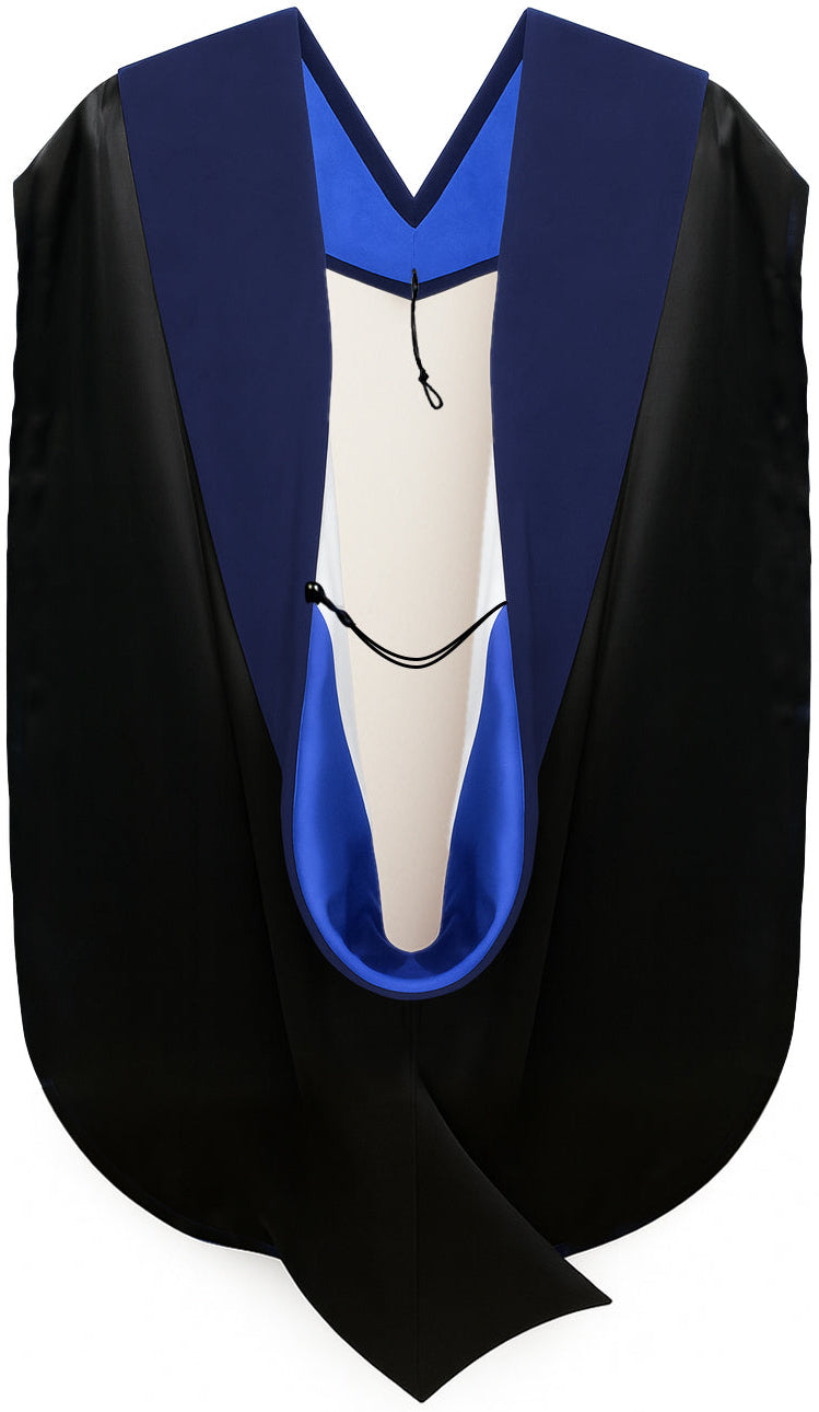 PhD Hood Dark Blue Velvet - Royal Blue & White