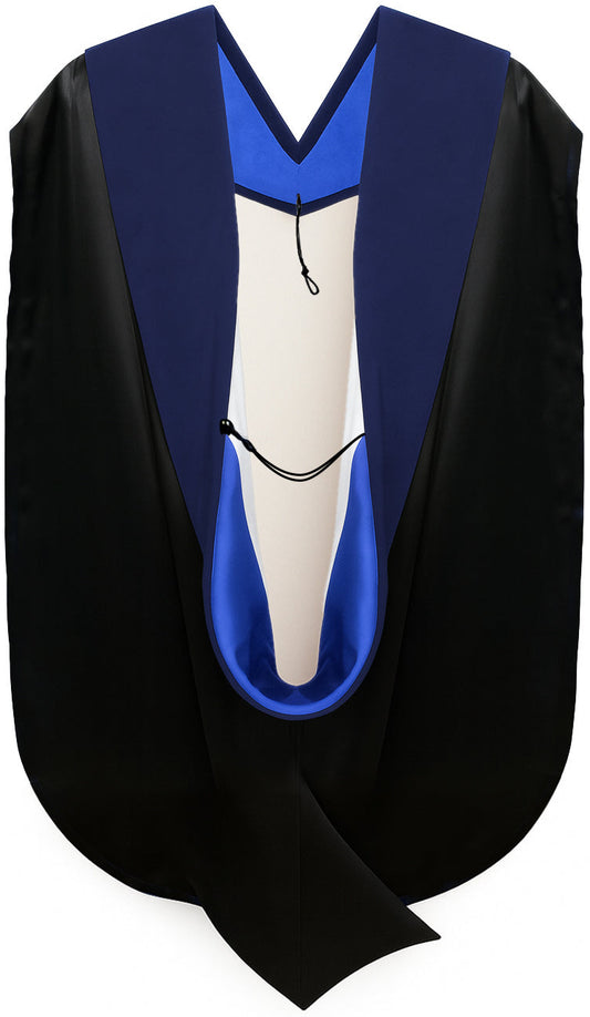 PhD Hood Dark Blue Velvet - Royal Blue & White