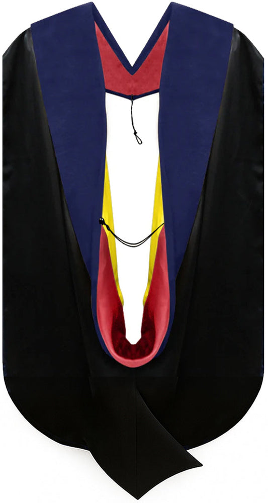 Phd Hood Dark Blue Velvet - Red & Gold
