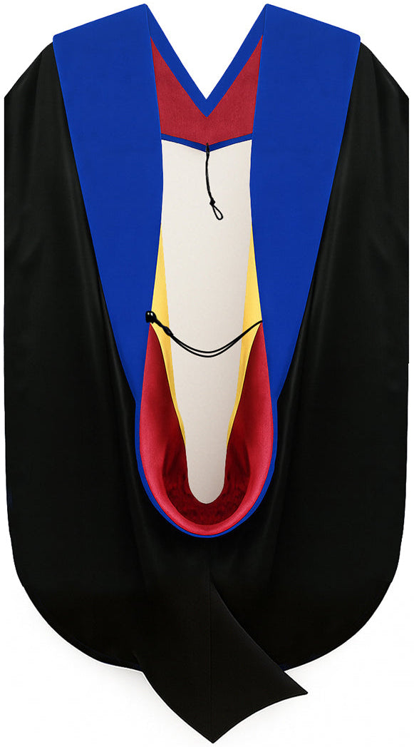 Phd Hood Royal Blue Velvet - Red & Gold