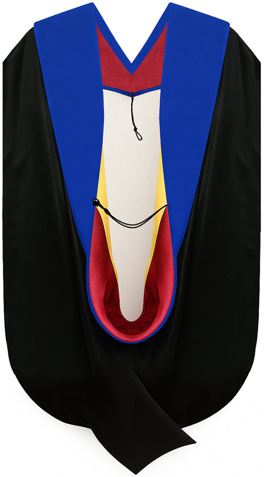 Phd Hood Royal Blue Velvet - Red & Gold