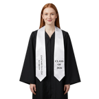 Graduate wearing a white First Generation 2026 graduation stole
