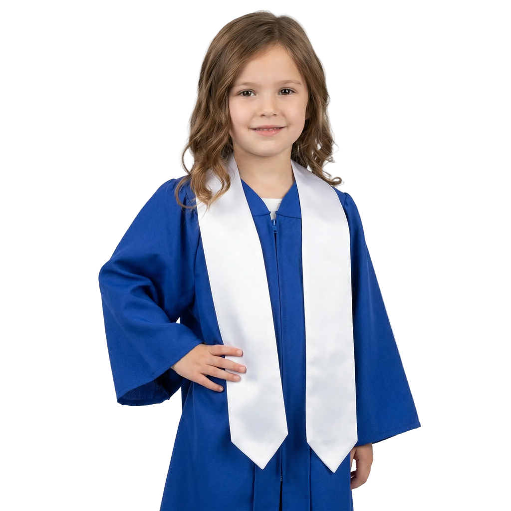 White preschool and kindergarten graduation stole for young graduates
