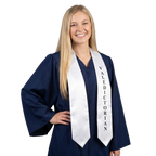 White valedictorian graduation stole for high school and college commencement ceremonies