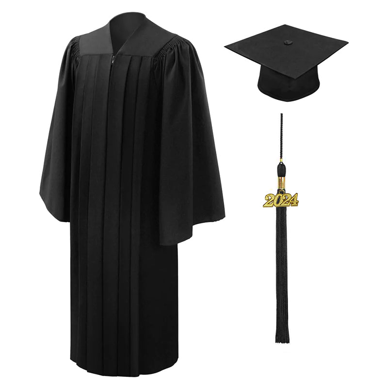 Deluxe Black Bachelors Graduation Cap & Gown - Collegiate Regalia