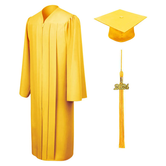 Matte Gold High School Graduation Cap and Gown