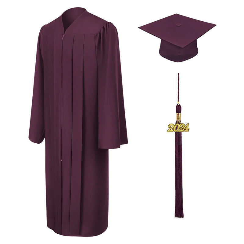 Matte Maroon High School Graduation Cap and Gown