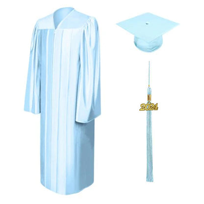 Shiny Light Blue Bachelors Cap & Gown - College & University