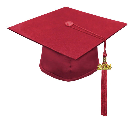 Matte Red High School Cap & Tassel - Graduation Caps