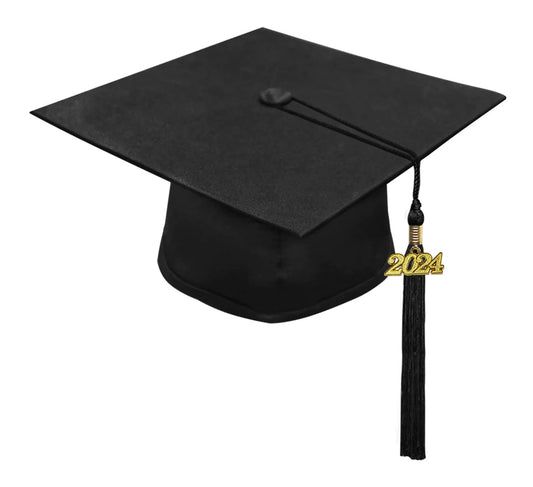 Shiny Black High School Cap & Tassel - Graduation Caps