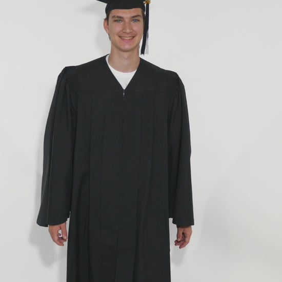 Deluxe Black Bachelors Graduation Cap & Gown - Collegiate Regalia