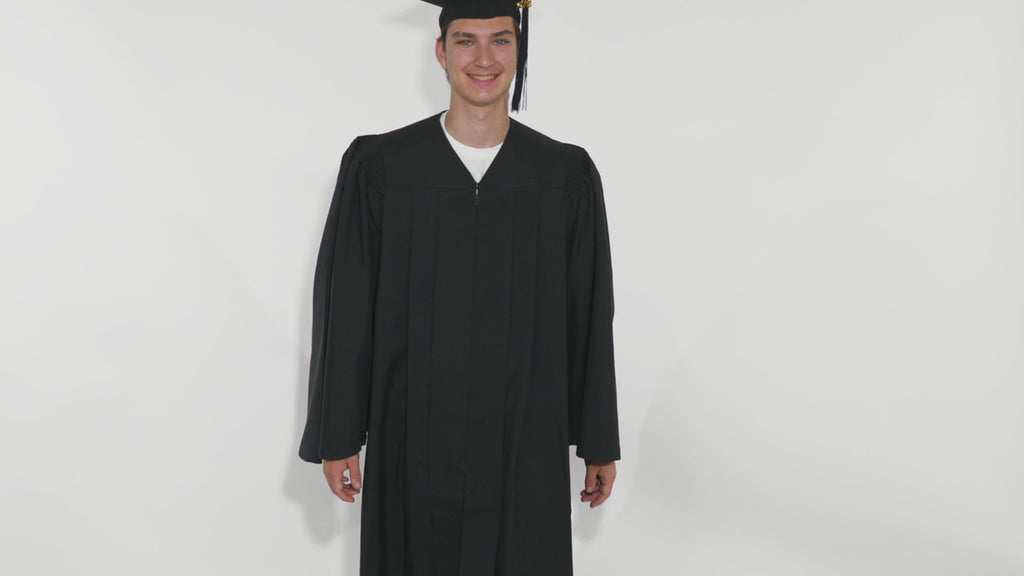 Deluxe Black Bachelors Graduation Cap & Gown - Collegiate Regalia