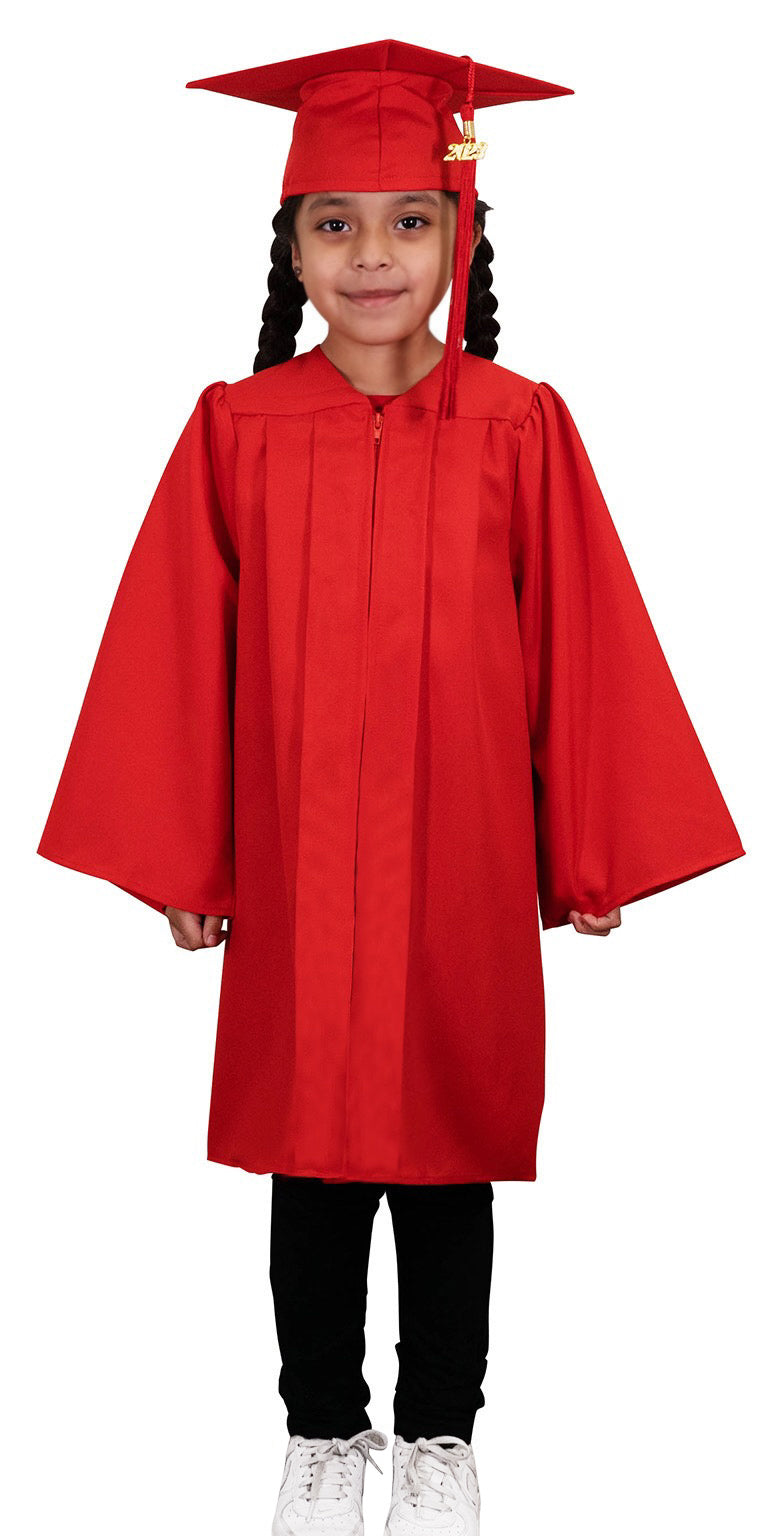 Child Matte Red Graduation Cap & Gown - Preschool & Kindergarten