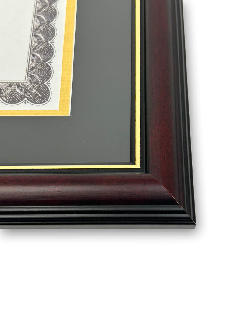 Document Frame Graduation Double Document Graduation Diploma Frame in Real Wood w/ Gold Trim ...