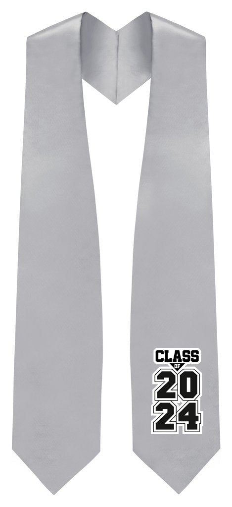 Silver "Class of 2024" Graduation Stole