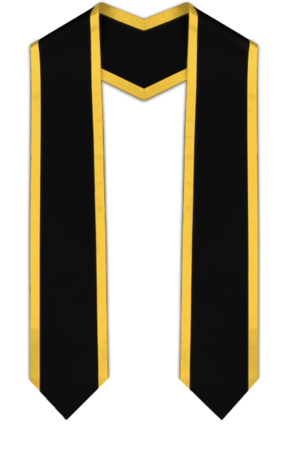 Black Pointed Graduation Stole with Gold Trim
