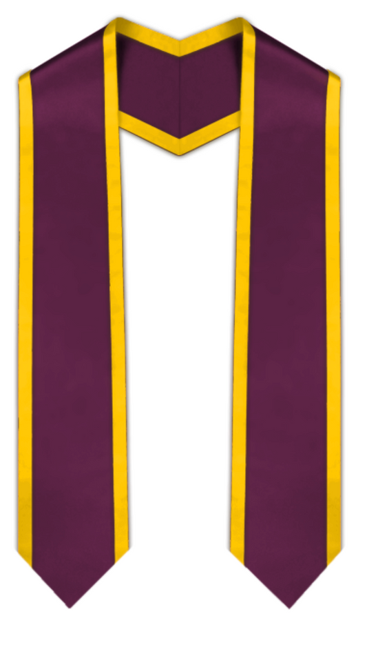 Maroon Pointed Graduation Stole with Gold Trim