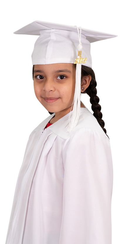 Child Matte White Graduation Cap & Gown - Preschool & Kindergarten