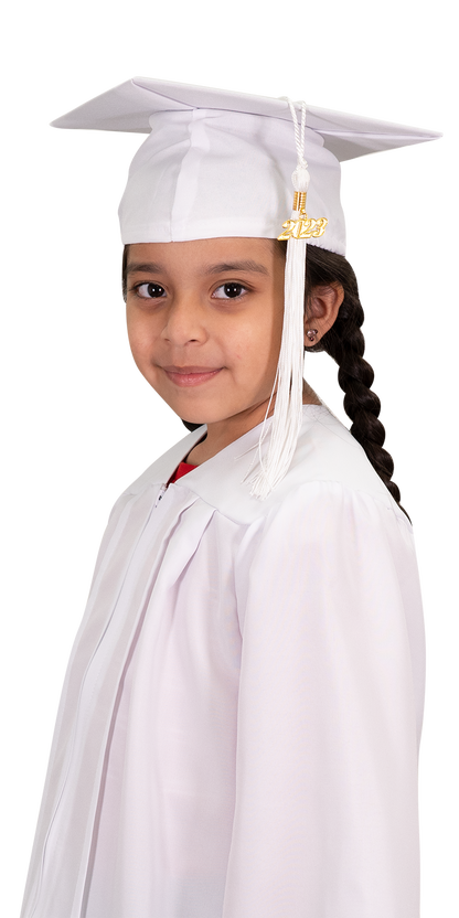 Child Matte White Graduation Cap & Gown - Preschool & Kindergarten