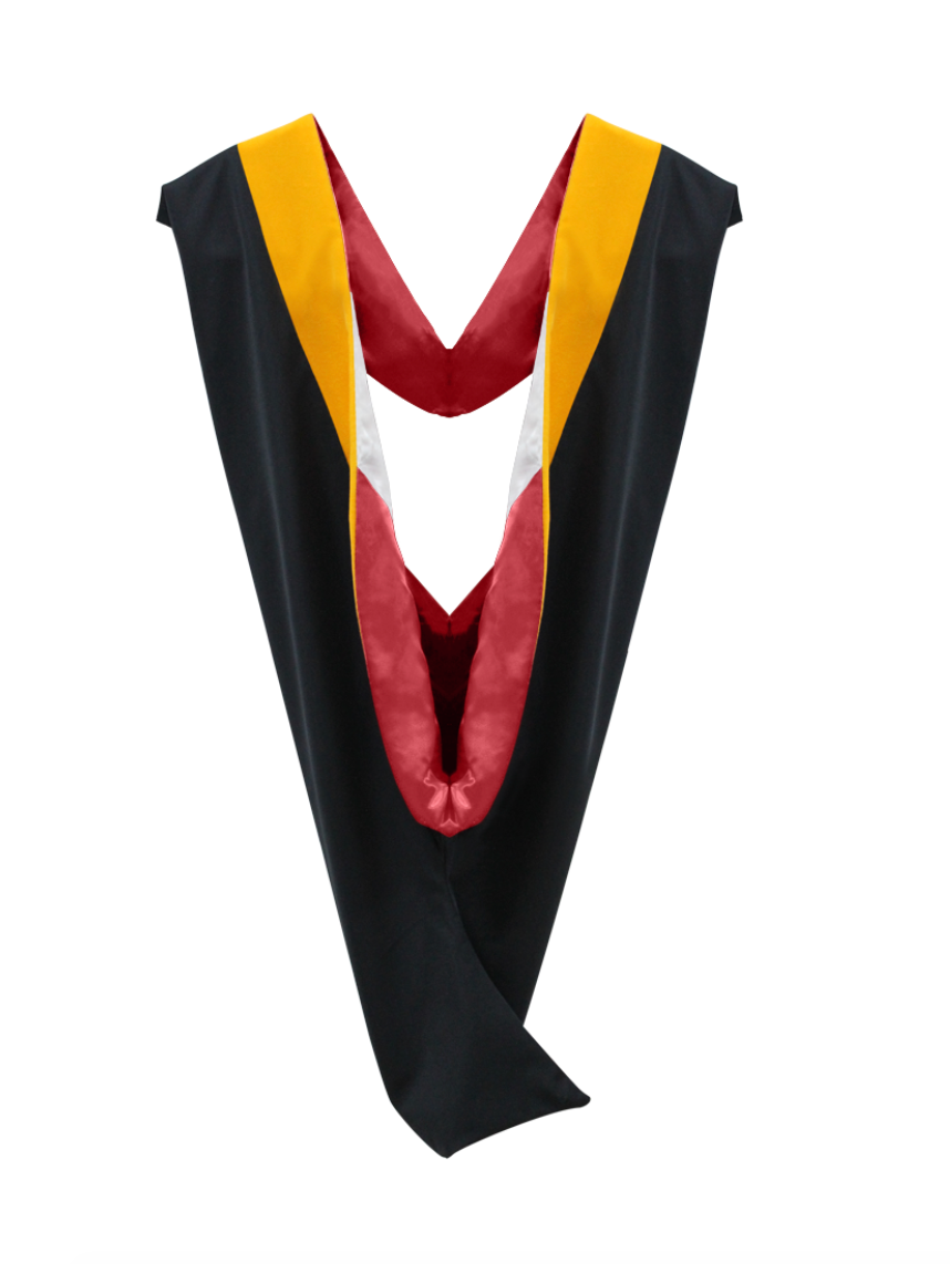 Deluxe Bachelors/Master Hood - Science Gold Velvet, Red & White