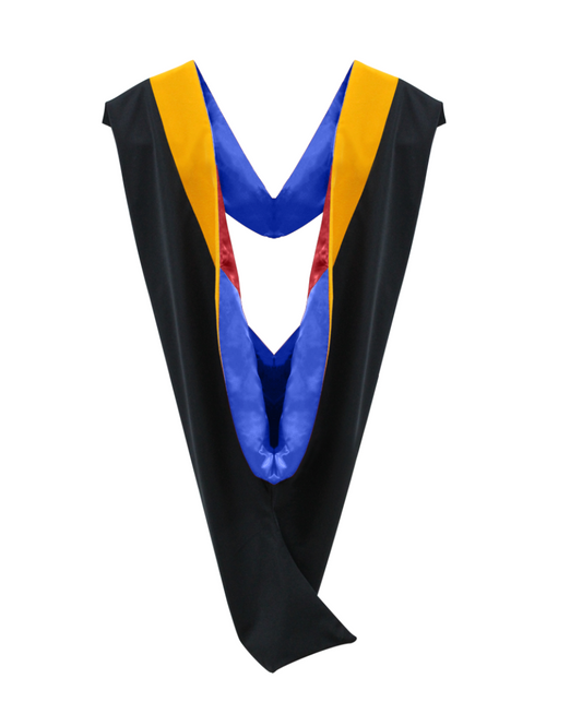 Deluxe Bachelors/Master Hood - Science Gold Velvet, Royal Blue & Red