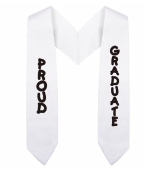 White Imprinted Preschool / Kindergarten Graduation Stole - GradCanada