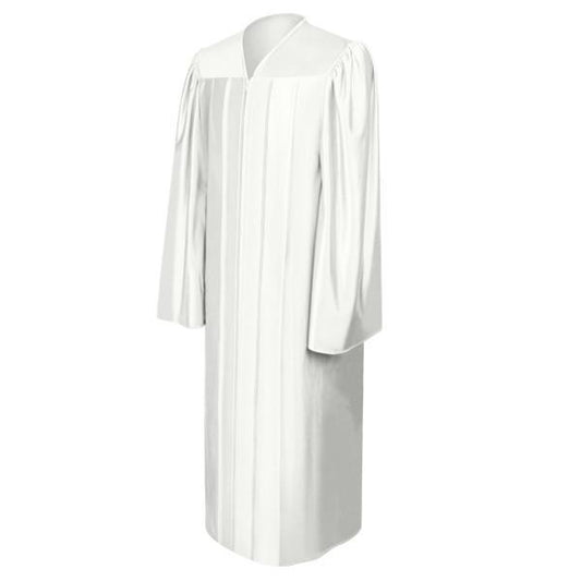 Shiny White High School Graduation Gown - GradCanada