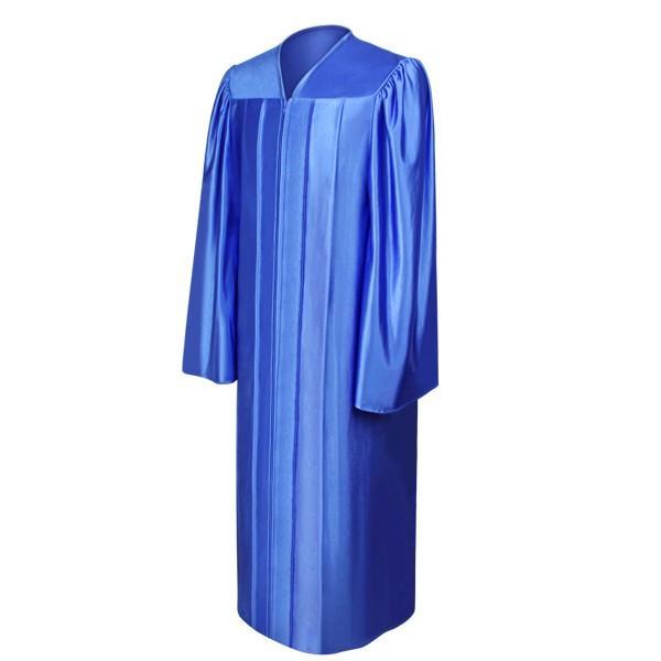 Shiny Royal Blue High School Graduation Gown - Graduation Cap and Gown