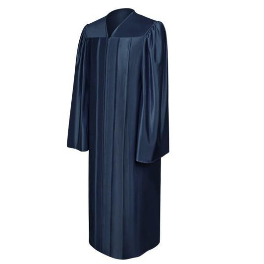Shiny Navy Blue High School Graduation Gown - GradCanada