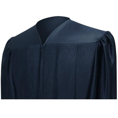 Shiny Navy Blue High School Graduation Gown - Graduation Cap and Gown