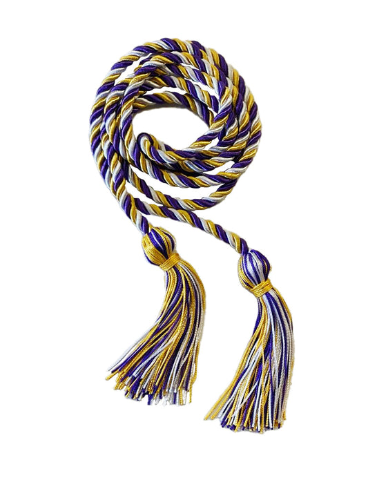 Gold, Purple and White Three Color Graduation Honor Cord